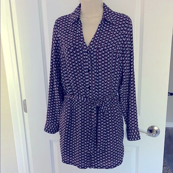 Express Belted Jumpsuit Blue Red and White Floral SZ M - Picture 1 of 11